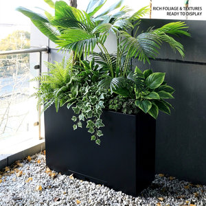 Black Galvanized Steel Planter Traditional Design Outdoor Indoor Flower <b>Pot</b> For Mall Decor - Product Image 1