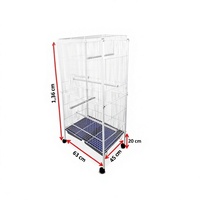 Grande volière abordable pour perruches, avec perchoirs superposés, roulettes et structure à montage simple