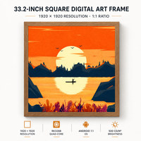 Écran LCD carré de 33,2 pouces, Android 7.1 RK3288 1920x1920, cadre d'art mural numérique pour la publicité dans les métros et les espaces commerciaux