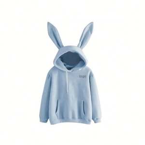 Wholesale High Quality <b>Hoodie</b> Fleece <b>Oversize</b> Pocket Leisure Heavy Cartoon Sweet Pullover Rabbit Cotton Sweatshirt <b>Hoodie</b> - Product Image 4