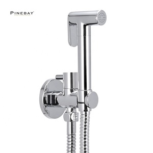 PINEBAY Hot Sale Bathroom Angle Valve Bidet Shower Kit Brass Chrome Toilet Shower Set Baby Cloth Shattaf Set For Women