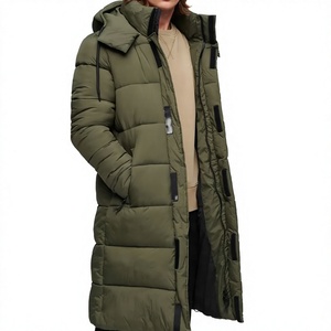 Ripstop <b>Longline</b> Puffer <b>Coat</b> in dark moss green Gird Lightweight Puffer Men Jacket Custom Packing <b>Waterproof</b> - Product Image 1