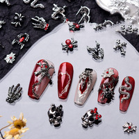 Halloween 3D gothique fantôme citrouille et squelette décorations pour ongles alliage métal strass avec design breloques Halloween ongles bijoux
