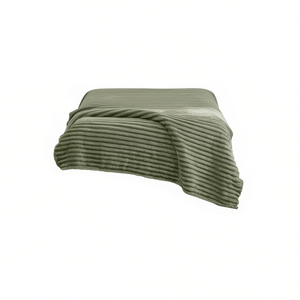 Manta Nórdica King Size Verde a Rayas de Algodón Tejido para Uso Doméstico en Todas las Estaciones - Product Image 1