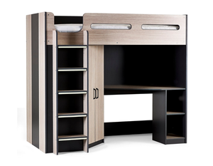 Современная, удобная и прочная деревянная двухъярусная кровать-лофт для детской спальни с гардеробом и письменным столом, для использования в отелях - Product Image 2