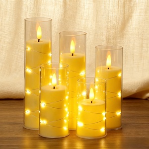 Decoración del hogar de la boda Pilar de plástico de Navidad LED vela con pilas Parpadeo sin llama Pilar Velas - Product Image 5