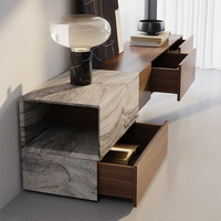 Table TV en métal au design moderne avec marbre naturel et enceintes intégrées pour salon, mobilier de maison