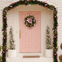 Guirlande de Noël en ornement de Père Noël rouge et vert, idéale pour les fenêtres, les fêtes, la maison et la décoration de l'arbre de Noël - Vente en gros