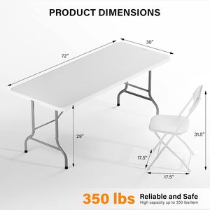 A buon mercato all'ingrosso 6 piedi bianco festa all'aperto eventi Hard portatile pieghevole 180cm 6ft pranzo sedia di <span class=keywords><strong>plastica</strong></span> <span class=keywords><strong>e</strong></span> <span class=keywords><strong>tavolo</strong></span> Set - Product Image 2