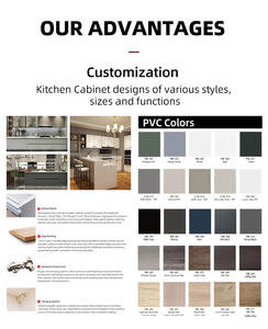 Meubles de cuisine modulaires modernes en contreplaqué, personnalisables, avec portes vitrées, écologiques, pour salle à manger, livraison gratuite en 48 heures - Product Image 3