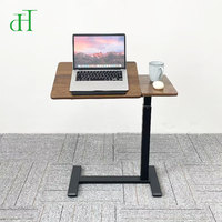 Table d'appoint moderne en noyer en forme de C - Table d'appoint réglable en hauteur pneumatiquement pour le salon
