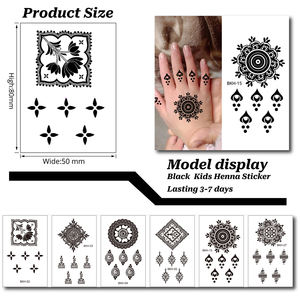 Kids Safe Black Henna Tatuajes Temporales Diseños Peel-Off no tóxicos Mandala impermeable para fiestas y eventos hechos de papel - Product Image 4