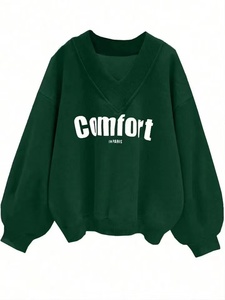 <span class=keywords><strong>Felpa</strong></span> da Donna con Scollo a V Personalizzabile, <span class=keywords><strong>Oversize</strong></span>, con Logo, Maniche a Goccia, Pullover Casual Corto per l'Autunno - Product Image 3