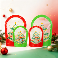 Sac d'emballage de Noël, sac cadeau de dessin animé, sac à fermeture éclair pour bonbons, biscuits, collations, sac scellé pour cadeaux d'enfants, sac à main