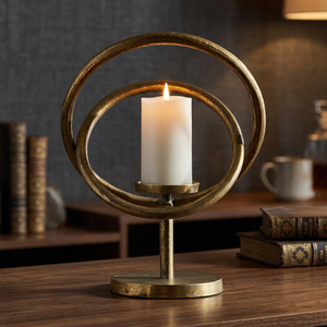 AK Latón Anillos redondos Portavelas de metal en oro Acabado antiguo Diseño único a precio al por mayor para la decoración interior del hotel - Product Image 2