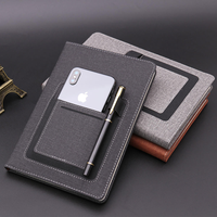 Personnalisez votre propre logo, papeterie de bureau, carnet A5 de qualité supérieure, texture en lin, journal en cuir PU avec boucle pour stylo et poche