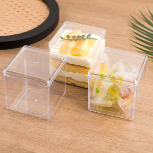 Récipient de stockage en plastique recyclé transparent-Petite boîte écologique carrée avec <span class=keywords><strong>couvercle</strong></span> - Product Image 3