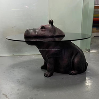 Décoration Moderne pour la Maison, Table en FRP Populaire, Sculpture en Forme d'Hippopotame, Table Basse, Meubles de Salon