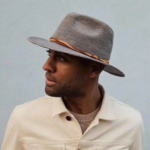Breathable Wide Brim <b>Straw</b> <b>Fedora</b> for unisex, Classic Panama Sun Hat with Leather Trim, UV Protection Summer Hat for Travel - Product Image 4