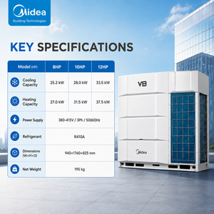 Unidad Exterior VRF <span class=keywords><strong>Midea</strong></span> V8 25.2-33.5kW R410A 380-415V Full DC <span class=keywords><strong>Inverter</strong></span>, <span class=keywords><strong>Aire</strong></span> <span class=keywords><strong>Acondicionado</strong></span> Central Comercial para Proyectos de Construcción - Product Image 5