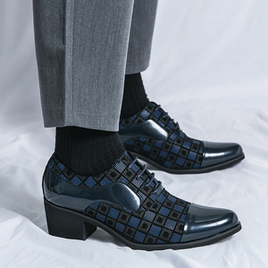 Большие размеры 38-46 с каблуком 6 см дополнительная высота деловые кожаные туфли с острым носком для мужчин - Product Image 2