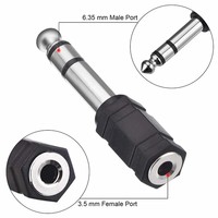 6.35mm (1/4 pouces) prise stéréo/mono TRS mâle vers 3.5mm (1/8 pouces) adaptateur de prise stéréo TRS femelle plastique noir