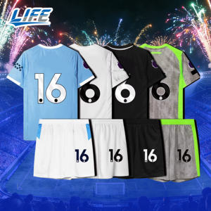 Conjunto de Uniforme Estilo Jersey del Club Sky Blues 2526, Personalizado con el Número 16 en Blanco, Camiseta Local/Visitante, Transpirable, de Secado Rápido, Manga Corta para Verano - Product Image 1