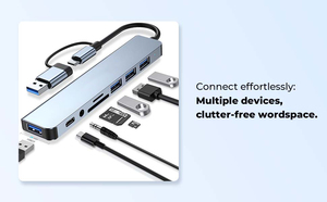 Hot bán 8 trong 2 <span class=keywords><strong>USB</strong></span> 3.0 HUB Adapter máy tính xách tay Docking Station với 8 cổng <span class=keywords><strong>USB</strong></span>-C trong kho <span class=keywords><strong>USB</strong></span>-C HUB - Product Image 4