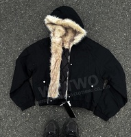 Canard uni toile fermeture éclair Vintage réversible vraie fausse fourrure Camouflage chaud capuche personnalisé couette rembourré hiver manteau Bomber hommes veste