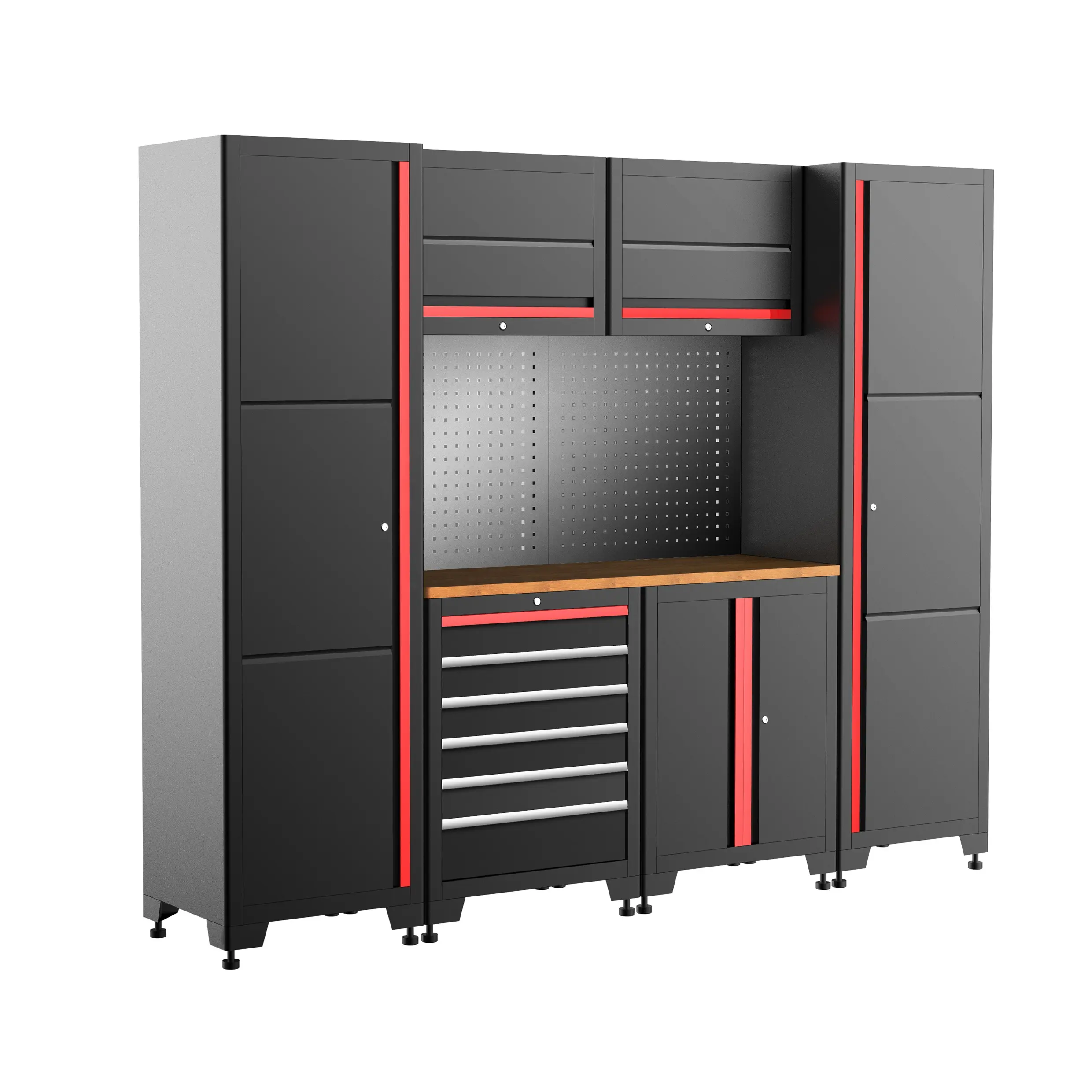 Winmax-Kit de cabino de garaje de lujo, sistema de almacenamiento de banco de trabajo, armario de herramientas, 9 piezas