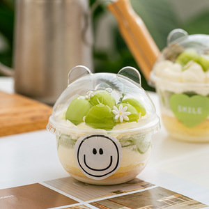 Tasses à dessert 250ml/360ml/500ml avec couvercles <span class=keywords><strong>Panda</strong></span>, pour mousse, gelée, crème glacée, collation à emporter, mini récipients à pouding en plastique - Product Image 1