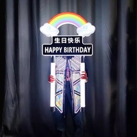 Letrero LED Personalizado Richshining con Logotipo, Mensaje de Feliz Cumpleaños, Letrero LED de Arcoíris para Servicio de Botellas en Bares y Clubs VIP