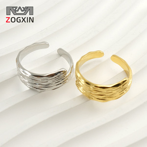 Zogxin Geometric Fashion <b>Ring</b> <b>Titanium</b> Steel Adjustable Unisex Jewelry Gold Silver Color - Product Image 1