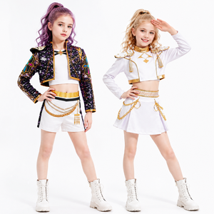 Costume da ballo Kpop di alta qualità per bambine, uniforme con finiture dorate, stile anime, per spettacoli teatrali e <span class=keywords><strong>Halloween</strong></span> - Product Image 1