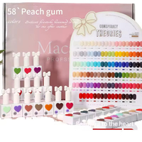 Kit de vernis à ongles en poudre UV Macaron Mason 58 pièces, qualité salon, base et top coat, lampe UV, séchage en 2 min, longue tenue, nail art tendance