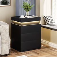 Table de chevet de stockage LED moderne nordique Table de chevet de conception Simple pour petit appartement chambre armoire de rangement de chevet en surbrillance