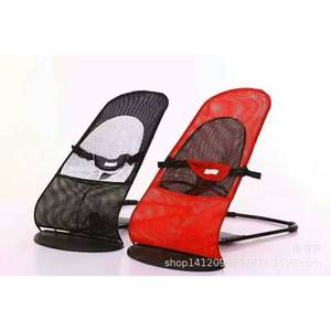 Baby Rocking Chair Lightweight Foldable Reclining Adjustable Backrest 0-12 Months Red And Black Metal Frame - Product Image 1