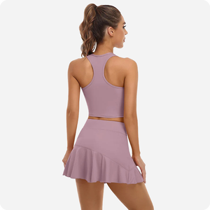 Set Rok Tenis Wanita Berkualitas Tinggi dengan Logo Custom, Sport Bra Taceback untuk Olahraga Luar Ruangan, 2 Potong untuk Yoga, Lari, Golf - Product Image 1