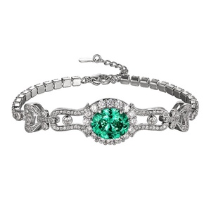 Statement Fashion Jewelry Eco-friendly Copper Oval Cut 10*12mm Multicolor Zircon Link Chain <b>Bracelet</b> for Daily Wear - Product Image 1