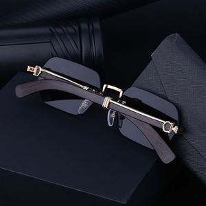 2025 giá rẻ sang trọng thời trang cổ điển không có Vành kính mát vuông nhỏ khung UV400 bảo vệ phụ nữ Kính mát - Product Image 6