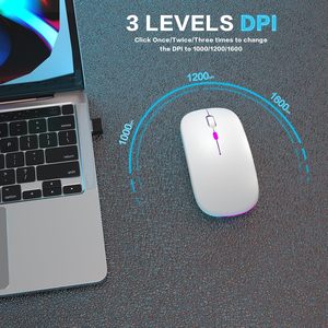 เมาส์ไร้สายบลูทูธแบบชาร์จซ้ำได้ รุ่นบางเฉียบ 2.4GHz รองรับโหมดคู่  ความละเอียด 1600DPI ไฟ RGB สำหรับแล็ปท็อป ใช้งานด้วยมือขวา - Product Image 1