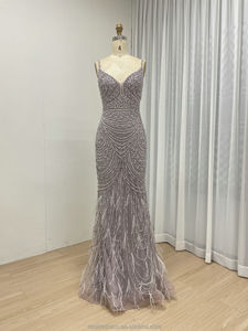 MY30128-2 Gaun Malam Wanita Seksi Panjang Selutut dengan Tali, Berhiaskan Rhinestone dan Manik-Manik Gelembung Model Duyung untuk Pesta Prom Gaya Eropa Amerika 2025 - Product Image 3