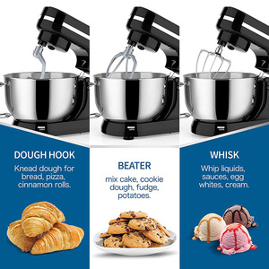 Batidora de pie de 5L con cabezal inclinable, batidora eléctrica de alimentos con tazón de acero inoxidable y múltiples accesorios para hornear y mezclar - Product Image 3