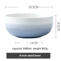 Vaisselle en céramique de luxe créative bleue à dégradé, ensembles de vaisselle en porcelaine pour le dîner, vente en gros