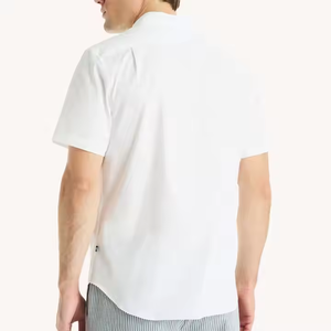 Nouvelle <span class=keywords><strong>chemise</strong></span> boutonnée à revers pour hommes à la mode personnalisée <span class=keywords><strong>chemise</strong></span> à la mode en lin <span class=keywords><strong>Slim</strong></span> <span class=keywords><strong>Fit</strong></span> décontractée à manches courtes pour hommes - Product Image 4