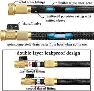 NQ SPORTS <span class=keywords><strong>Tuyau</strong></span> <span class=keywords><strong>d</strong></span>'<span class=keywords><strong>arrosage</strong></span> extensible haute pression en TPE, résistant aux fuites, avec raccords 1/4 et 3/4, 100 pieds, pour jardin - Product Image 5
