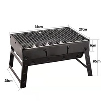 Barbecue portable ultra-simple pour l'extérieur, mini barbecue au charbon de bois pliable de 35 cm, adapté au camping (2 à 3 personnes).