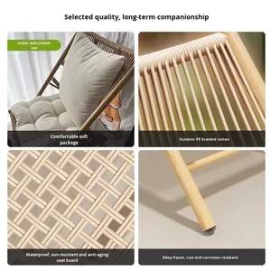 Juego de jardín de madera de tres piezas de estilo moderno para balcón interior Patio exterior <span class=keywords><strong>Terraza</strong></span> o arreglo de área de ocio - Product Image 4