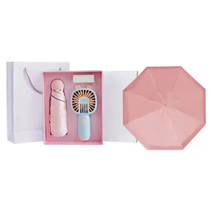 Benutzer definiertes Logo Willkommen geschenkset Niedliche 2 Stück Umbrella Girl Corporate Geschenk box für Mitarbeiter
