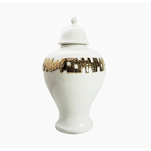 Vaso da pavimento in porcellana per matrimonio all'aperto HMS 18 \ "vaso in ceramica oro bianco moderno Art Deco - Product Image 4